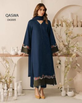 QASWA Dhanak Winter 2PC – Embroidered Shirt & Dhanak Shawl